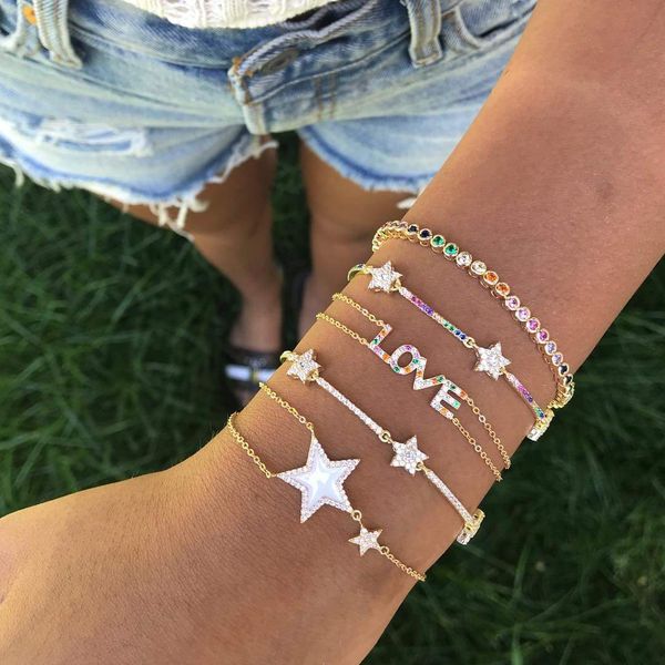 2018 Christmas gift jewelry rainbow cz star bracelet for girl women 16+5cm extend chain classic star design jewelry
2018 Christmas gift jewelry rainbow cz star bracelet for girl women 16+5cm extend chain classic star design jewelry