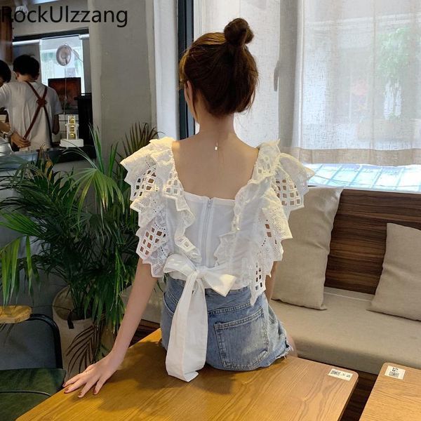hollow embroidery jacquard lace ruffles back wrap bow cute square short sleeve solid crop blouse korean lolita shirt1, White
hollow embroidery jacquard lace ruffles back wrap bow cute square short sleeve solid crop blouse korean lolita shirt1, White