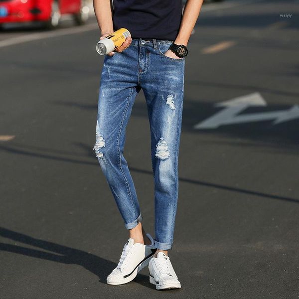scratched summer mens jeans brand casual slim fit denim jeans eembroidery ankle-length pant homme plus size1, Blue
scratched summer mens jeans brand casual slim fit denim jeans eembroidery ankle-length pant homme plus size1, Blue