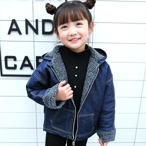 kids jacket for girls winter children's jackets lambs wool hooded denim plus cashmere jacket for girls winter overalls, Blue;gray
kids jacket for girls winter children's jackets lambs wool hooded denim plus cashmere jacket for girls winter overalls, Blue;gray
