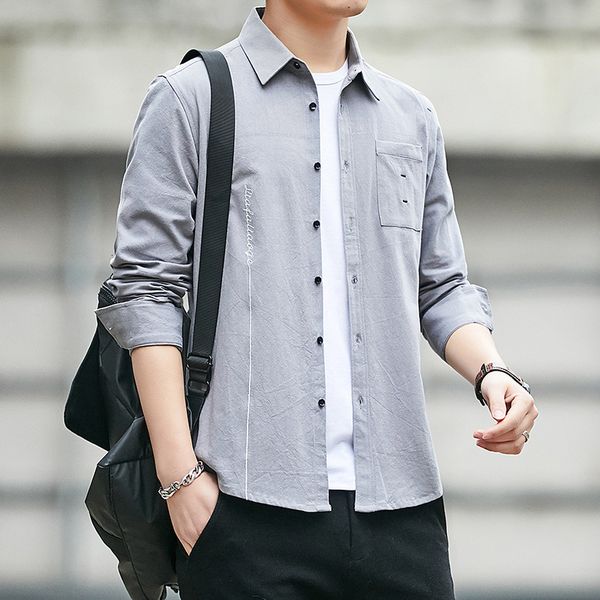 solid color long sleeve spring autumn new korean fashion cool casual loose tooling coat men's shirt, White;black
solid color long sleeve spring autumn new korean fashion cool casual loose tooling coat men's shirt, White;black