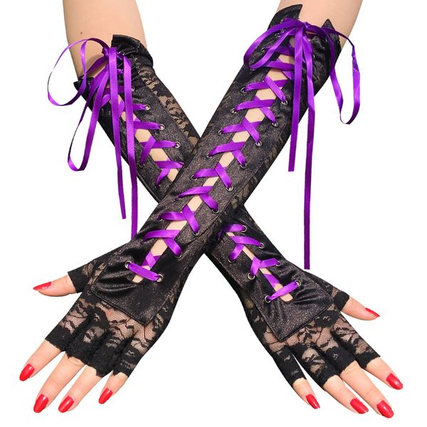 women elbow length half-finger gloves black purple ribbons nightclub disco dance lace fishnet mesh gloves 201020, Blue;gray
women elbow length half-finger gloves black purple ribbons nightclub disco dance lace fishnet mesh gloves 201020, Blue;gray