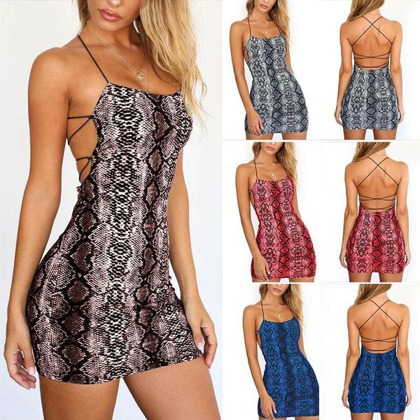 women cross bandage backless snake print dress party club bodycon dresses1, Black;gray
women cross bandage backless snake print dress party club bodycon dresses1, Black;gray