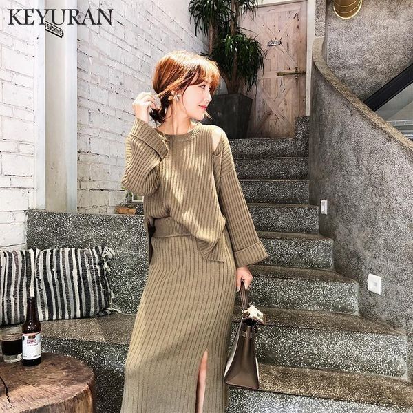2018 autumn winter fashion tracksuit knitted skirt suits 2 piece set women casual strapless sweater + split skirts suit vestidos1, Gray
2018 autumn winter fashion tracksuit knitted skirt suits 2 piece set women casual strapless sweater + split skirts suit vestidos1, Gray