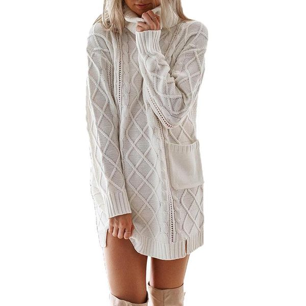 women's sweaters zogaa twist retro knitted turtleneck sweater winter women casual warm long pullovers with two pockets ladies knitwear, White;black 
women's sweaters zogaa twist retro knitted turtleneck sweater winter women casual warm long pullovers with two pockets ladies knitwear, White;black