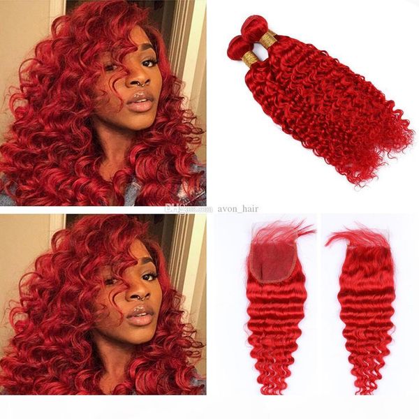 bright red color deep wave hair weft extensions with closure colored red deep curly hair weaves 3bundles with closure 4x4, Black;brown
bright red color deep wave hair weft extensions with closure colored red deep curly hair weaves 3bundles with closure 4x4, Black;brown