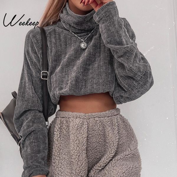 weekeep cropped turtleneck long sleeve sweater women autumn winter high street pullover sweater y200720, White;black
weekeep cropped turtleneck long sleeve sweater women autumn winter high street pullover sweater y200720, White;black