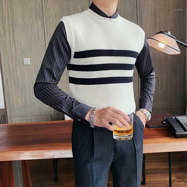 men fashion clothing black white striped contrast men british slim korean style striped knitted vest mens pullover sweaters1
men fashion clothing black white striped contrast men british slim korean style striped knitted vest mens pullover sweaters1