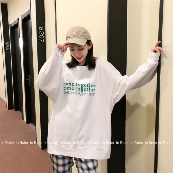 ikowd ar printed three-row letter round t-shirt sweater neck women's t-shirt korean women gate bat mid-length sleeve student sweater ea, Black
ikowd ar printed three-row letter round t-shirt sweater neck women's t-shirt korean women gate bat mid-length sleeve student sweater ea, Black