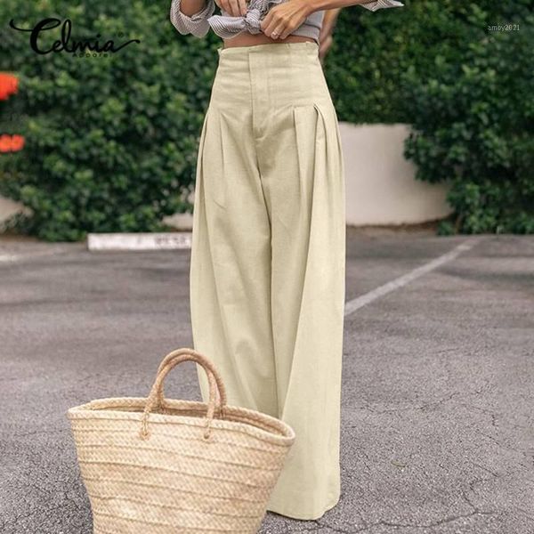 women's pants & capris women's fashion trousers celmia vintage high waist wide leg 2021 zipper casual loose pleated pantalon femme, Black;white
women's pants & capris women's fashion trousers celmia vintage high waist wide leg 2021 zipper casual loose pleated pantalon femme, Black;white