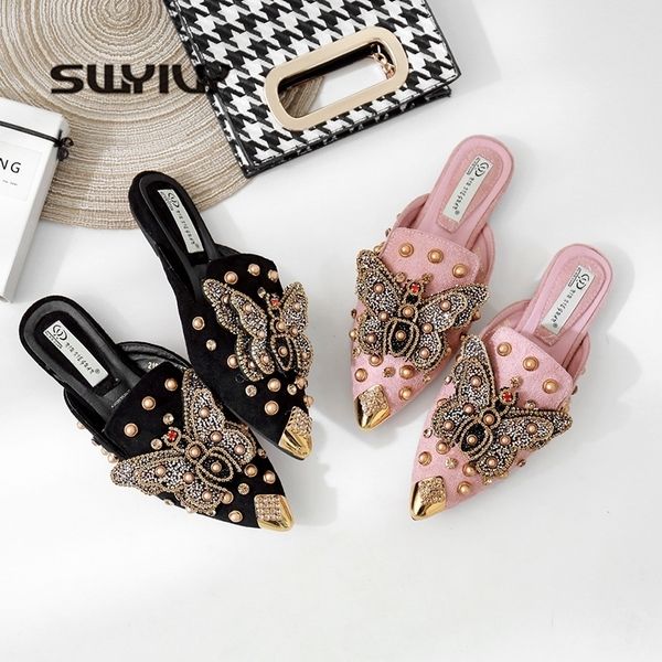 swyivy women flat mules slipper pointed toe fashion rivet summer shoes women black/pink shoes female luxury half slippers y200423
swyivy women flat mules slipper pointed toe fashion rivet summer shoes women black/pink shoes female luxury half slippers y200423