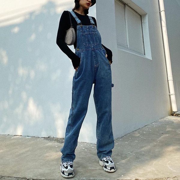 autumn and winter new style street casual women's solid color suspender jeans, high waist loose wide-leg one-piece jeans women, Blue
autumn and winter new style street casual women's solid color suspender jeans, high waist loose wide-leg one-piece jeans women, Blue