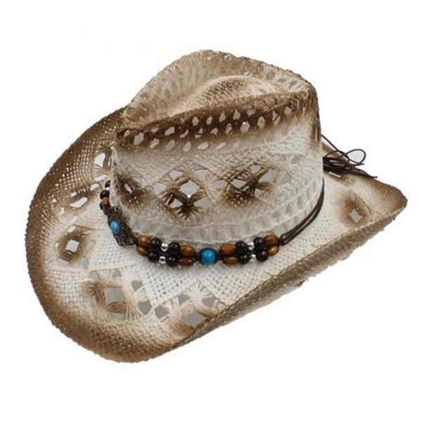 cloches summer hollow punk straw cowboy hat with beads rope men wide curling brim caps women western cowgirl sun hats, Blue;gray
cloches summer hollow punk straw cowboy hat with beads rope men wide curling brim caps women western cowgirl sun hats, Blue;gray