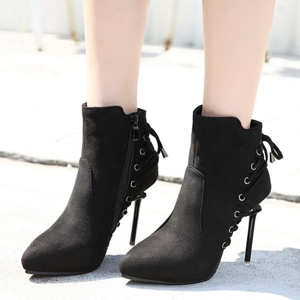 brand new thin high heels elegant shoelaces pointed toe office ladies winter shoes women boots female, Black
brand new thin high heels elegant shoelaces pointed toe office ladies winter shoes women boots female, Black