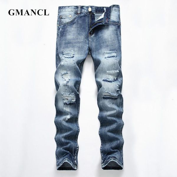 gmancl blue slim fit holes jeans men fashion brand cotton straight homme hip hop street casual ripped mens jeans plus size 421
gmancl blue slim fit holes jeans men fashion brand cotton straight homme hip hop street casual ripped mens jeans plus size 421