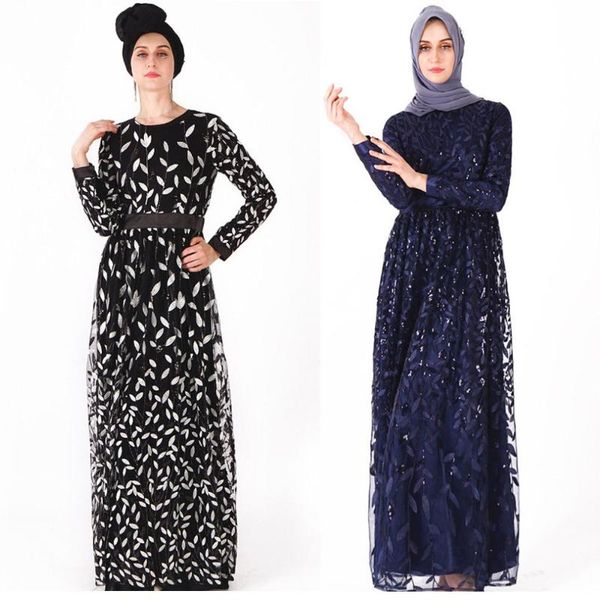 muslim women robe clothing sequins leaves embroidered ethnic costumes delicate sequins embroidery long sleeve vintage dress, Black;gray
muslim women robe clothing sequins leaves embroidered ethnic costumes delicate sequins embroidery long sleeve vintage dress, Black;gray