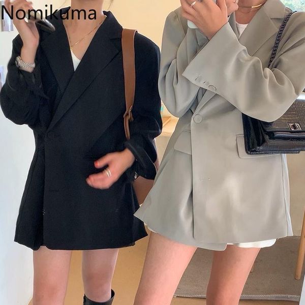 women's suits & blazers nomikuma korean causal women blazer coat long sleeve notched collar suit jacket 2021 double breasted feminimos, White;black
women's suits & blazers nomikuma korean causal women blazer coat long sleeve notched collar suit jacket 2021 double breasted feminimos, White;black