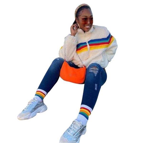 fashion rainbow stitching embroidery jacket women ladies lamb wool zip jackets outdoor fleece coats winter warm outerwear e122903, White
fashion rainbow stitching embroidery jacket women ladies lamb wool zip jackets outdoor fleece coats winter warm outerwear e122903, White