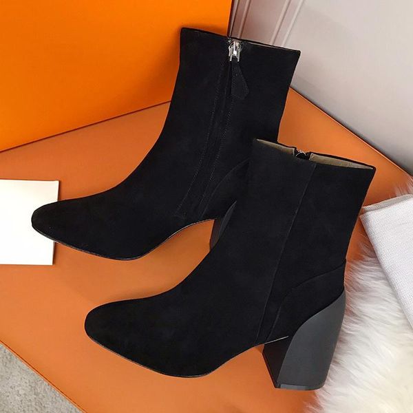 women boots fashion pointed toe shoes brand design autumn square heels female boots, Black
women boots fashion pointed toe shoes brand design autumn square heels female boots, Black