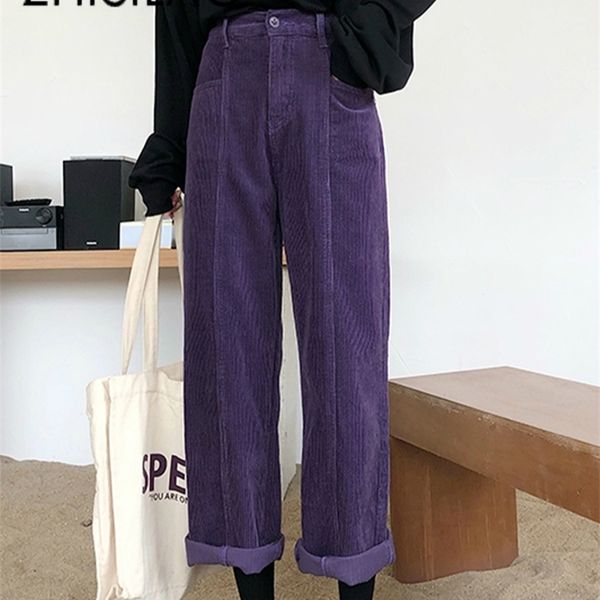 wide leg straight pants women purple corduroy high waist loose trouser mujer autumn winter vintage pants femme retro 201103, Black;white
wide leg straight pants women purple corduroy high waist loose trouser mujer autumn winter vintage pants femme retro 201103, Black;white
