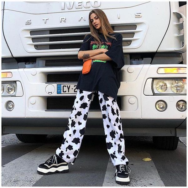 women's pants & capris summer straight loose fashion casual elastic high waist milk cow print women1, Black;white
women's pants & capris summer straight loose fashion casual elastic high waist milk cow print women1, Black;white