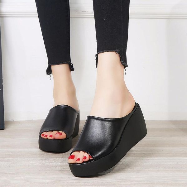 rimocy women thick bottom wedge sandals summer fashion soft leather high heels slippers woman beach casual slides mujer 20201, Black
rimocy women thick bottom wedge sandals summer fashion soft leather high heels slippers woman beach casual slides mujer 20201, Black