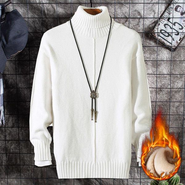 new style plush simple solid color versatile high collar sweater men's knitting bottoming fashion, White;black
new style plush simple solid color versatile high collar sweater men's knitting bottoming fashion, White;black