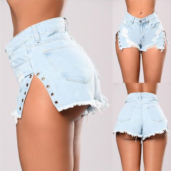 split denim jeans shorts women summer high waist vintage ripped shorts hollow side short pocket denim booty short femme, White;black
split denim jeans shorts women summer high waist vintage ripped shorts hollow side short pocket denim booty short femme, White;black