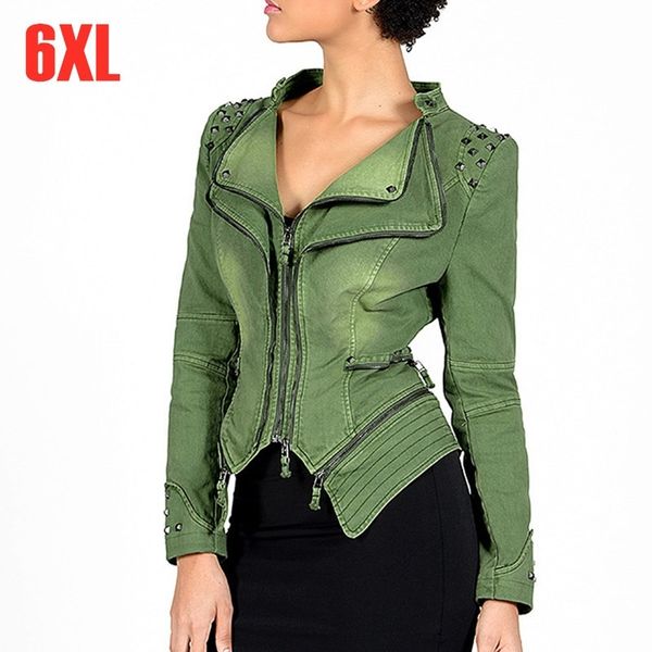 spring autumn women plus large size 5xl 6xl outwear jean jacket woman slim short motor bike denim coat casual jeans jackets y200101, Black;brown
spring autumn women plus large size 5xl 6xl outwear jean jacket woman slim short motor bike denim coat casual jeans jackets y200101, Black;brown