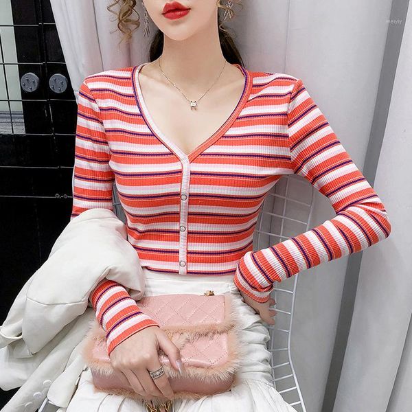 c long-sleeved t-shirt female autumn 2020 new style rainbow v-neck slim fit stripes base shirt underwear shor1, White
c long-sleeved t-shirt female autumn 2020 new style rainbow v-neck slim fit stripes base shirt underwear shor1, White
