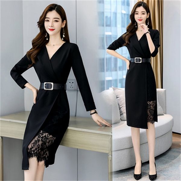 luxury black women's dress shreds lace ladies'dresses with sleeves elegant korean in dresses of fiesta femme robe pgx7, Black;gray
luxury black women's dress shreds lace ladies'dresses with sleeves elegant korean in dresses of fiesta femme robe pgx7, Black;gray