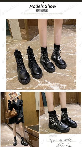 web celebrity boots women 2021 martin boots british style versatile handsome knit ankle boots, Black
web celebrity boots women 2021 martin boots british style versatile handsome knit ankle boots, Black