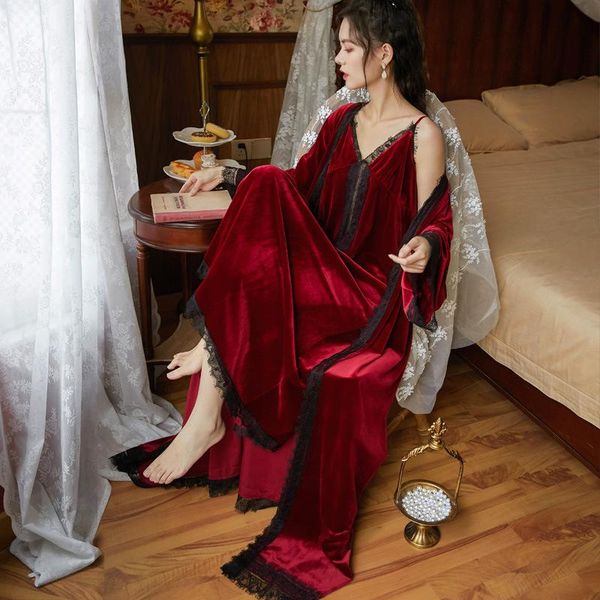 women lace flower trim robe sets nightdress &bathrobe 2pcs night suit velour sleepwear autumn new casual bath nightwear, Black;red
women lace flower trim robe sets nightdress &bathrobe 2pcs night suit velour sleepwear autumn new casual bath nightwear, Black;red
