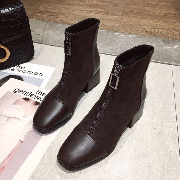 boots leather for women high heel ladies shoes 2021 square heels flock ankle women's booties winter casual zip, Black
boots leather for women high heel ladies shoes 2021 square heels flock ankle women's booties winter casual zip, Black