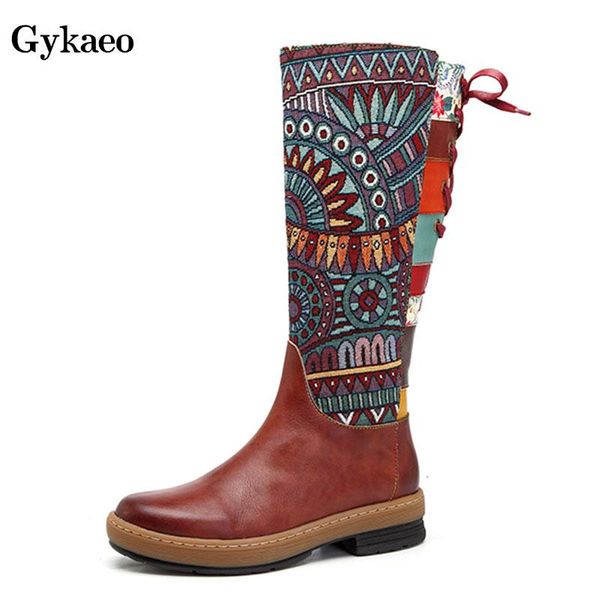 gykaeo vintage mid-calf boots women shoes bohemian retro genuine leather motorcycle boots printed side zipper back lace up botas, Black
gykaeo vintage mid-calf boots women shoes bohemian retro genuine leather motorcycle boots printed side zipper back lace up botas, Black
