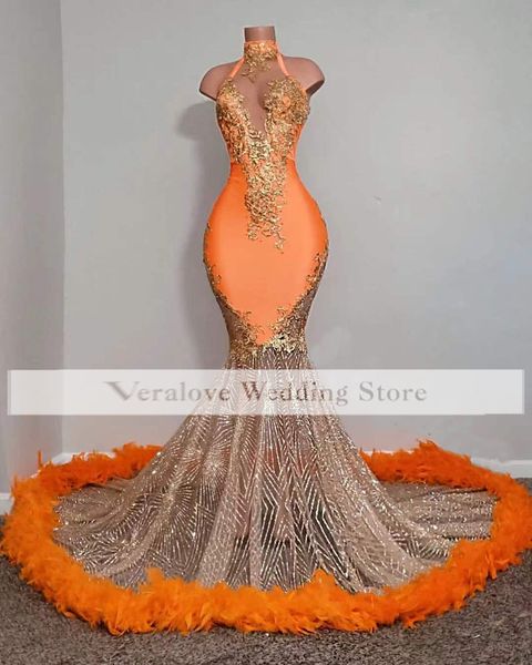 sparkly orange mermaid evening dress high neck feather beads luxury prom gowns dubai women formal party gowns, Black
sparkly orange mermaid evening dress high neck feather beads luxury prom gowns dubai women formal party gowns, Black