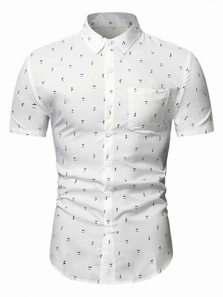men allover print pocket shirt u7r1#, White;black
men allover print pocket shirt u7r1#, White;black