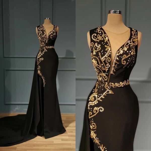 high-grade black mermaid evening dresses with delicate gold floral beads elegant long women formal prom gowns celebrity dress, Black;red
high-grade black mermaid evening dresses with delicate gold floral beads elegant long women formal prom gowns celebrity dress, Black;red