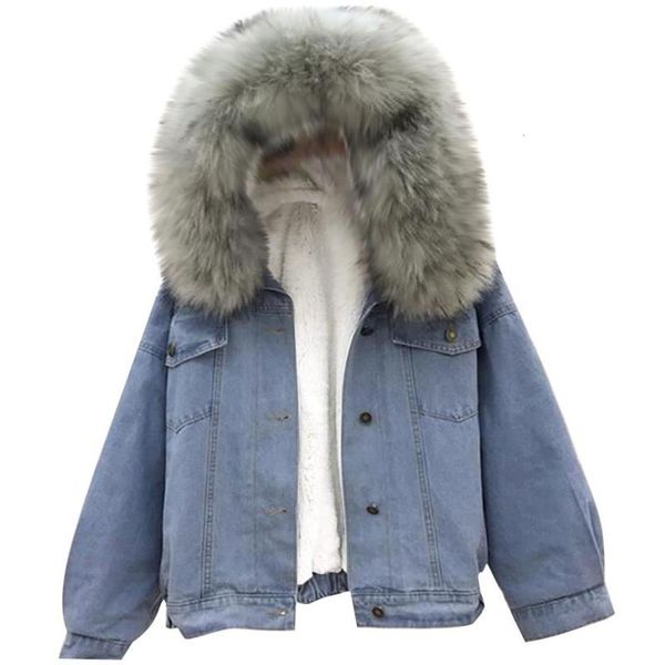 winter korean style loose thick big plush fur collar denim jacket female warm plus velvet cotton coat women 2020 ing, Black;brown
winter korean style loose thick big plush fur collar denim jacket female warm plus velvet cotton coat women 2020 ing, Black;brown