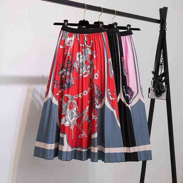 skirts half prs women's medium length pleated skirt, Black