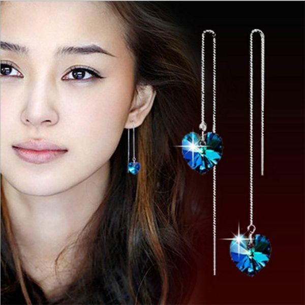 dangle & chandelier creative ocean heart crystal ear line korean fashion temperament women's fresh hypoallergenic earrings female, Silver 
dangle & chandelier creative ocean heart crystal ear line korean fashion temperament women's fresh hypoallergenic earrings female, Silver