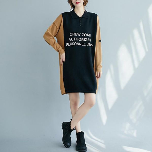 women's sweaters plus size knit dress 2021 fall winter long sleeve letter print pullover sweater female casual loose cotton dresses, White;black
women's sweaters plus size knit dress 2021 fall winter long sleeve letter print pullover sweater female casual loose cotton dresses, White;black