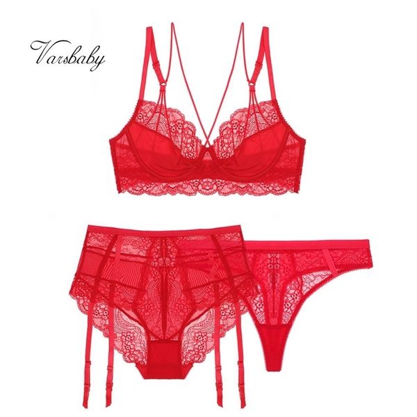 varsbaby women thin unlined 3/4 cup underwear floral lace 3 pcs bras+high-waist panties+thongs lj201211, Red;black
varsbaby women thin unlined 3/4 cup underwear floral lace 3 pcs bras+high-waist panties+thongs lj201211, Red;black