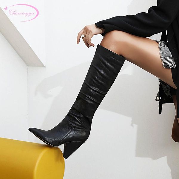 boots nightclub style pointed toe knee-high fashion pleated glitter slip-on high-heeled chunky riding women's shoes, Black
boots nightclub style pointed toe knee-high fashion pleated glitter slip-on high-heeled chunky riding women's shoes, Black