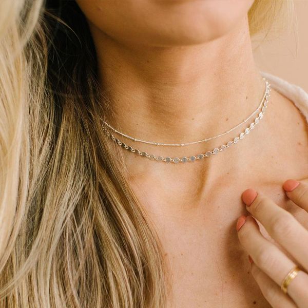 chains 2 pcs necklace set multilayer choker not faded 316l stainless steel jewelry for women birthday gift, Silver
chains 2 pcs necklace set multilayer choker not faded 316l stainless steel jewelry for women birthday gift, Silver