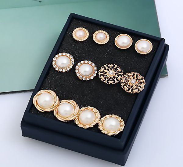 fashion luxury exaggerated personality creative pearl earrings set european and american fashion diamond alloy earrings 6-piece set gold-pla, Black
fashion luxury exaggerated personality creative pearl earrings set european and american fashion diamond alloy earrings 6-piece set gold-pla, Black