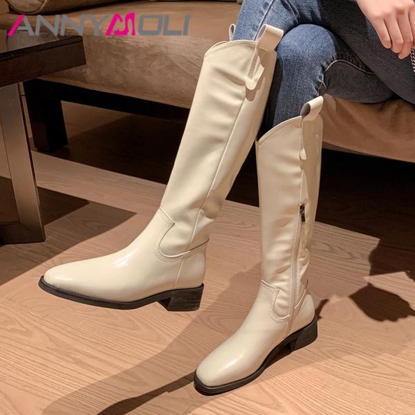 annymoli real leather mid heel westren boots knee high boots women shoes zip thick heels long ladies autumn winter brown, Black
annymoli real leather mid heel westren boots knee high boots women shoes zip thick heels long ladies autumn winter brown, Black