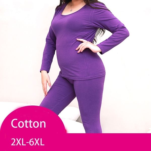 women autumn winter plus large big size cotton thermal underwear set long johns and bottoms 2xl-6xl 201124, Black;pink
women autumn winter plus large big size cotton thermal underwear set long johns and bottoms 2xl-6xl 201124, Black;pink