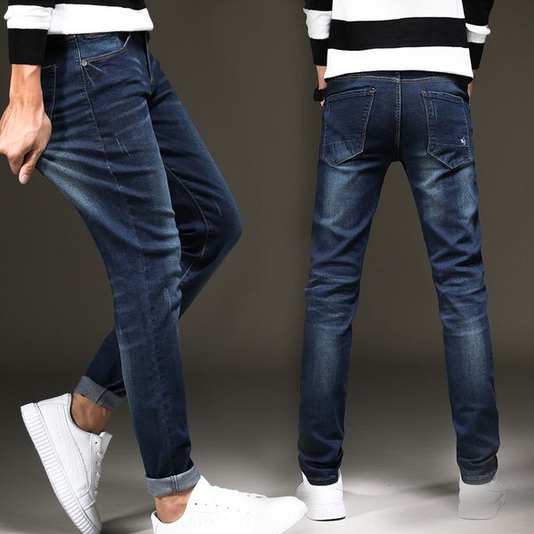 youth elastic little and trousers and jeans leg jeans men's students slim long pants fashionable men's wear 78okg, Blue
youth elastic little and trousers and jeans leg jeans men's students slim long pants fashionable men's wear 78okg, Blue