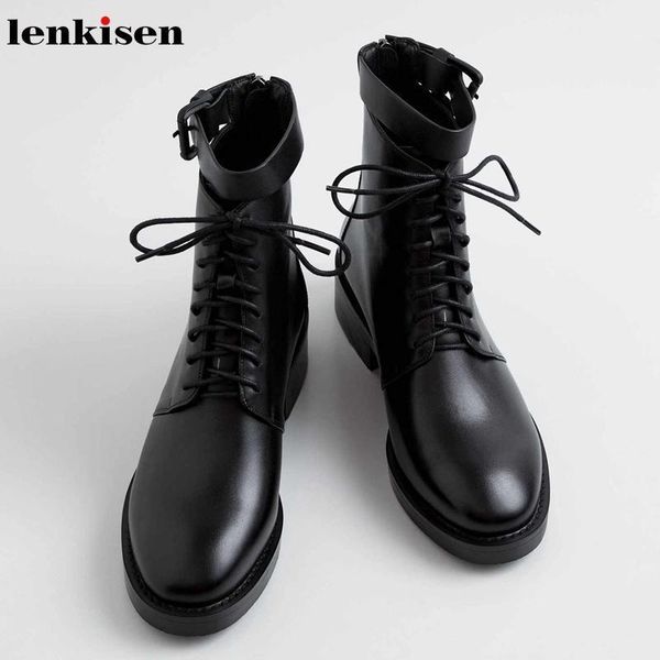 lenkisen new genuine leather med heels round toe fashion ankle buckle lace up streetwear winter keep warm women ankle boots l581, Black
lenkisen new genuine leather med heels round toe fashion ankle buckle lace up streetwear winter keep warm women ankle boots l581, Black